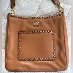 Michael Kors Brown Leather Shoulder Bag with Gold Accents